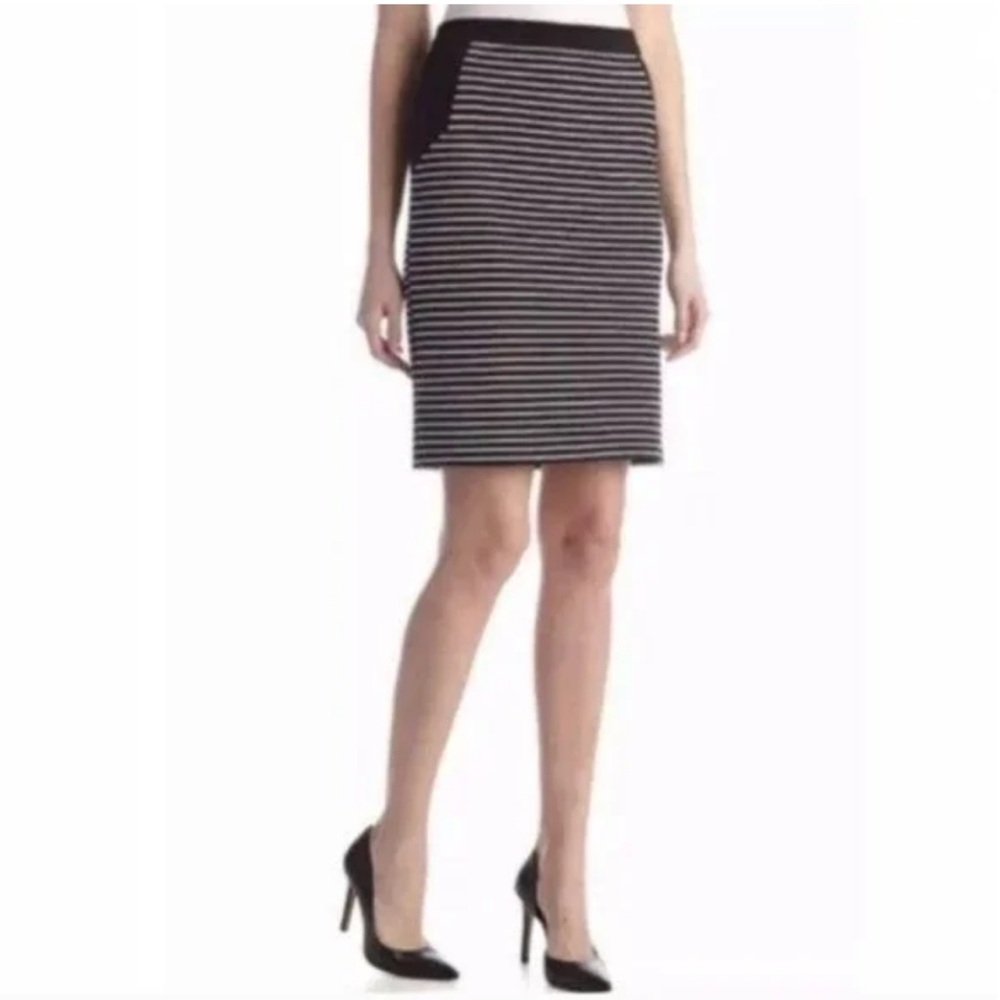 Kensie Black and White Striped Pencil Skirt
